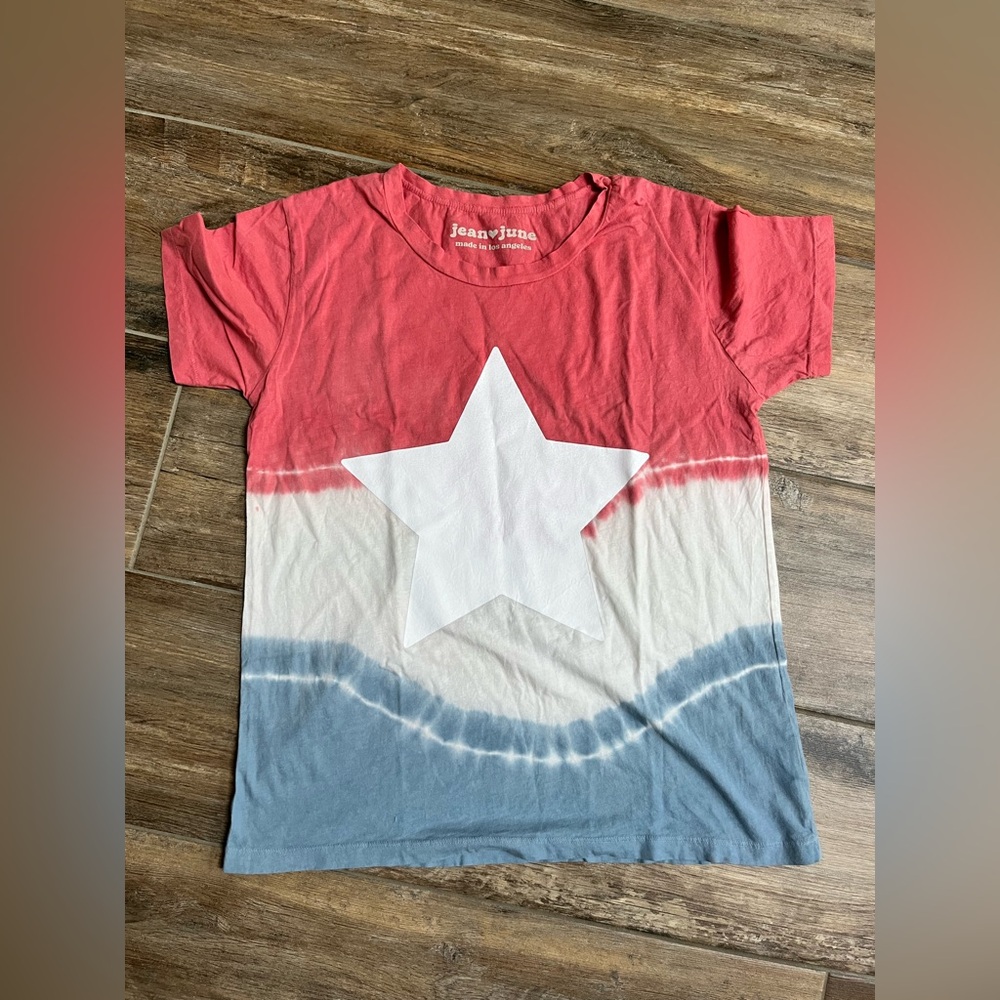 Red and blue tie dye T-Shirt Jean and June